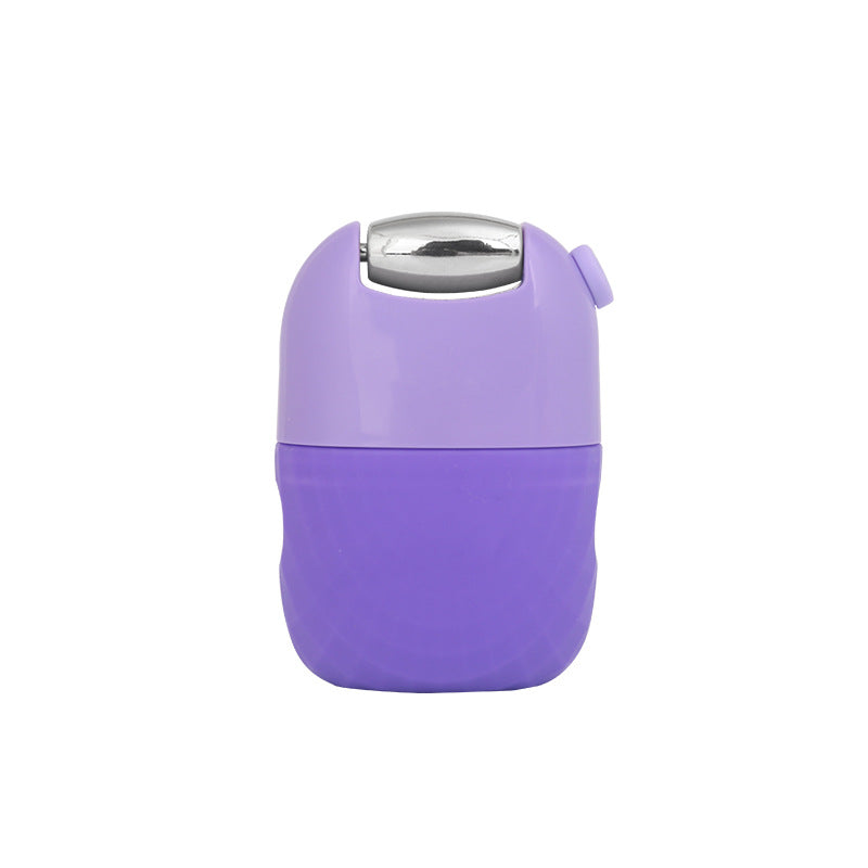 Rodillo facial de hielo de silicona morado con base
